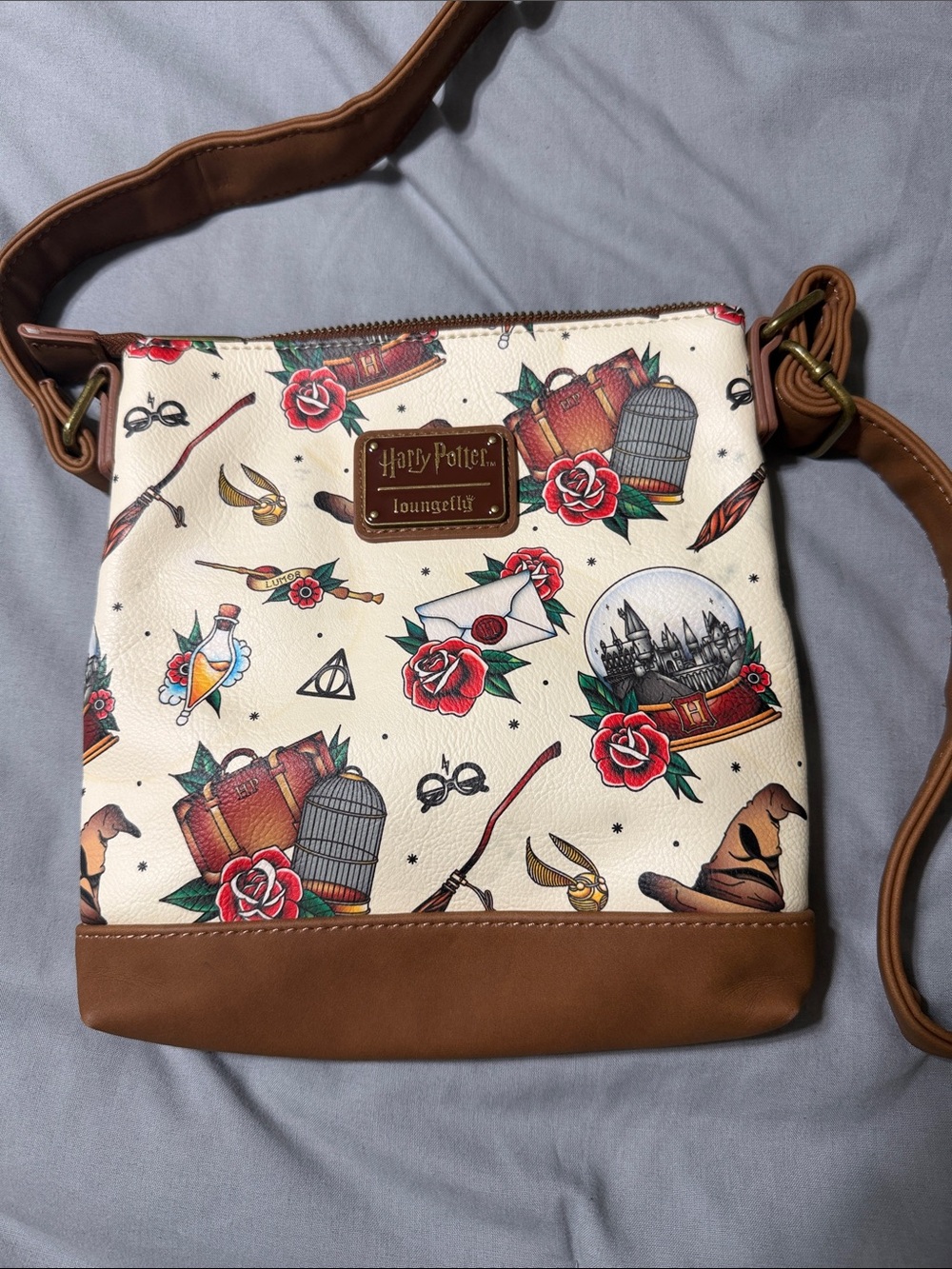 Loungefly Cream and Brown Harry Potter Themed Crossbody